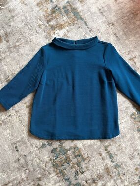 Talbots Woman Teal Ribbed Three Quarter Sleeve Top